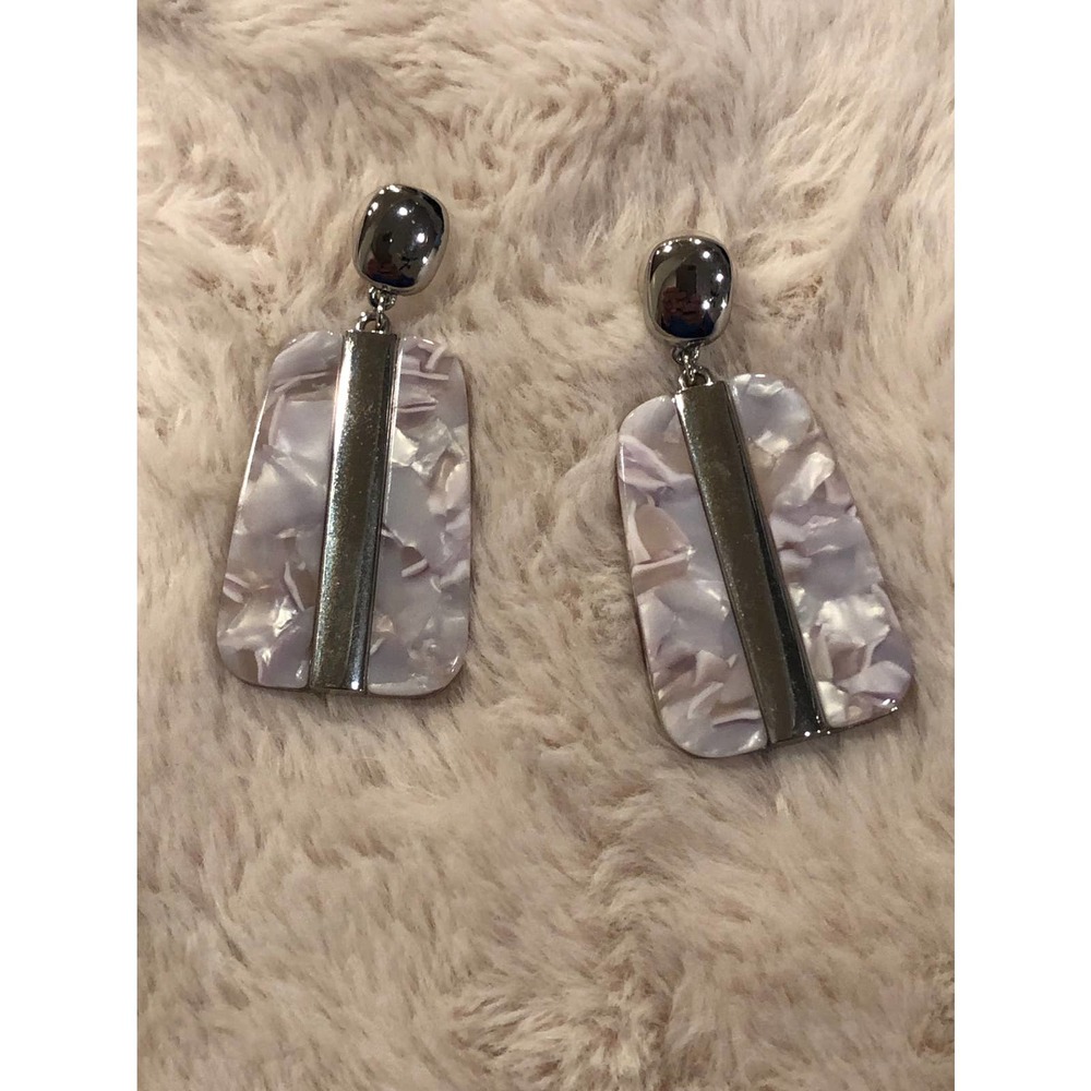 Silver Tone Pink/ Lavender Post Earrings